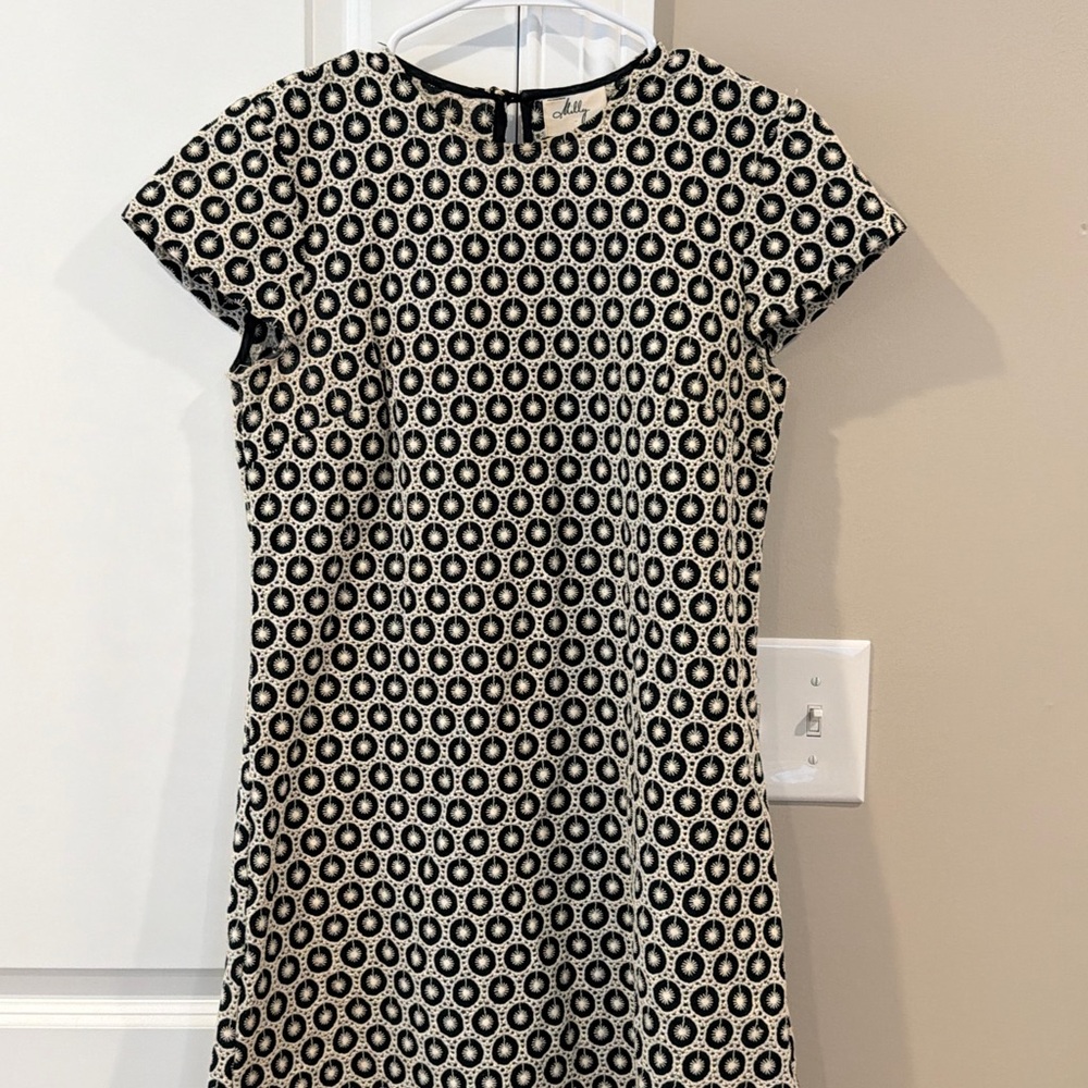 Milly Black and White Circle Pattern Mini Dress